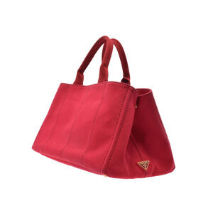 Prada Red Tote Canvas Canapa Bag